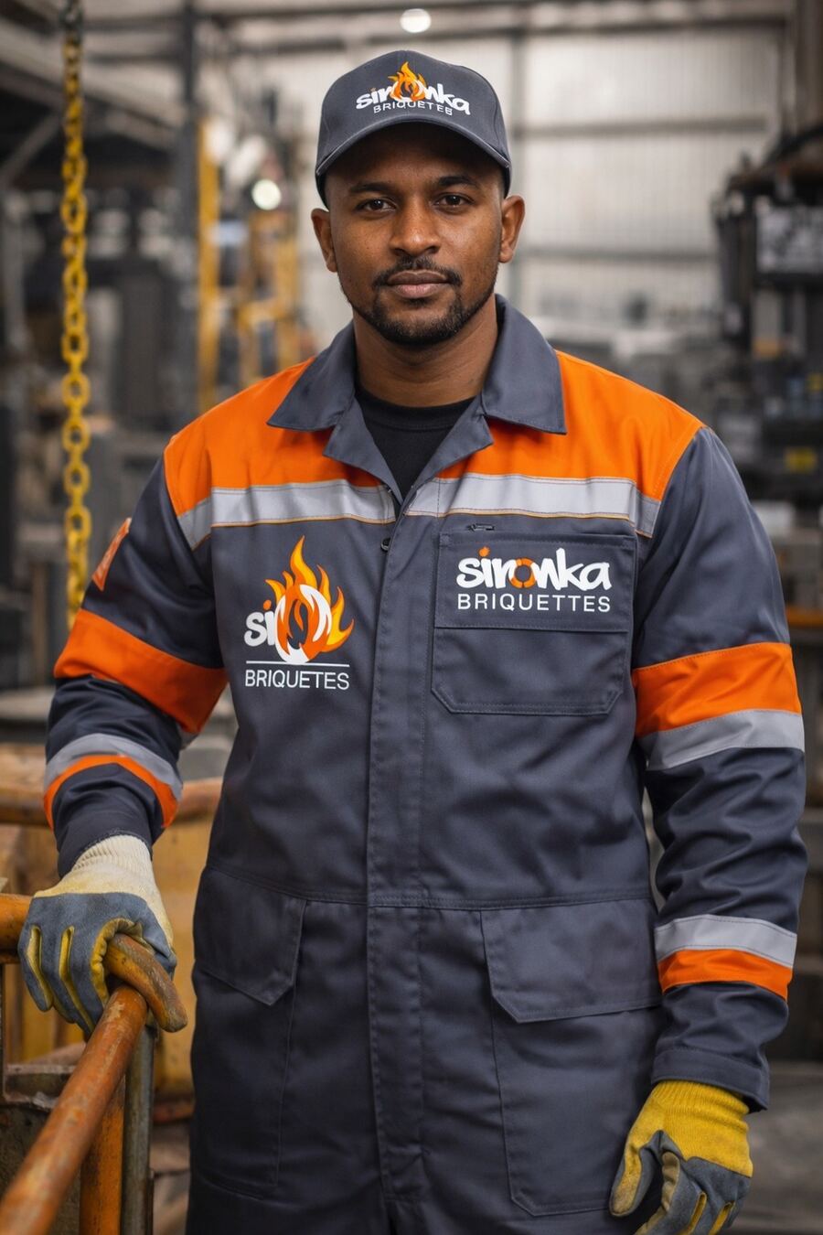 Sironka Briquettes production team member on the factory floor